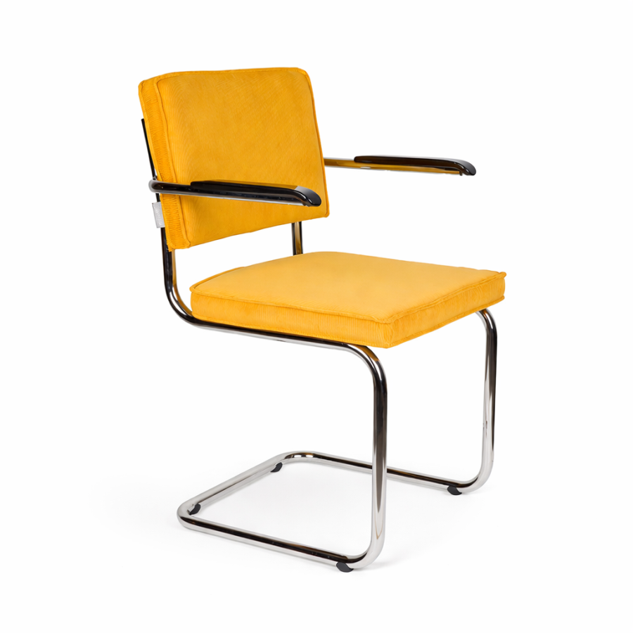 Zuiver Ridge Rib čalúnená stolička - Žltá, S podrúčkami